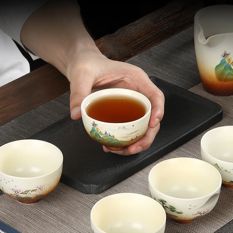 Новый стиль высокое качество китайский традиционный Gaiwan сырая керамика и керамическое стекло чайный набор по низкой цене для кофе