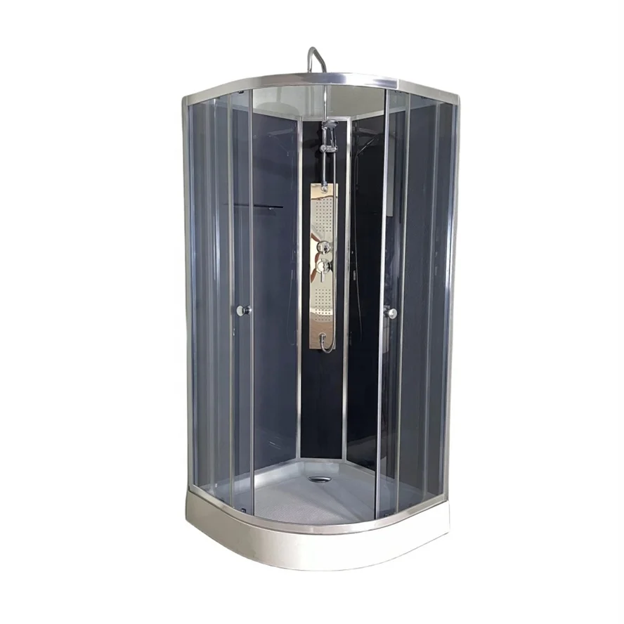 Oumeiga corner entry modern shower cabin round shower glass cabin with double wheel and handle 85x85x225cm