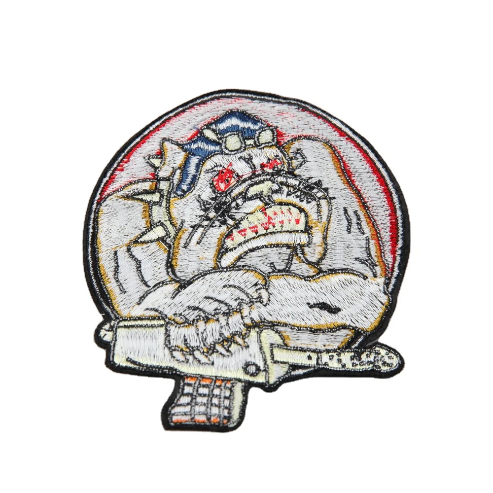 Custom logo name fashionable woven round leather chenille sequin letter iron on embroidery patch sew for hat clothing jeans