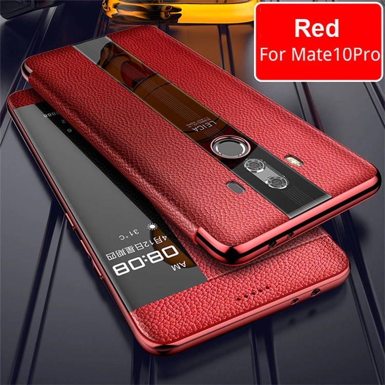 A103 Genuine Leather phone smart case for Huawei Mate 20 Pro Lite 20 X Cow leather Window flip case For Mate 30 pro 10 9 mate 8