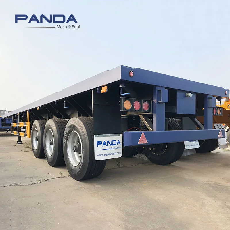 Steel Panda Lowbody Low Bed Semi Truck Trailer 50T Industrial Transport Flatbed Truck Semi Trailer Dot Aprooved 3axles 40ft