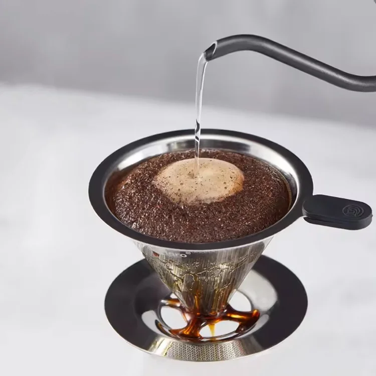 Многоразовая кофейная капельница из нержавеющей стали с двухслойным фильтром для кофейного сока и молока