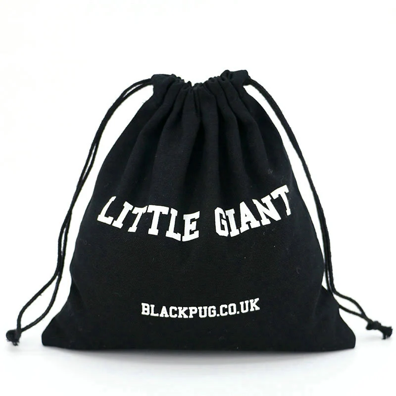 Online market sell Black Cotton organic drawstring pouch custom logo