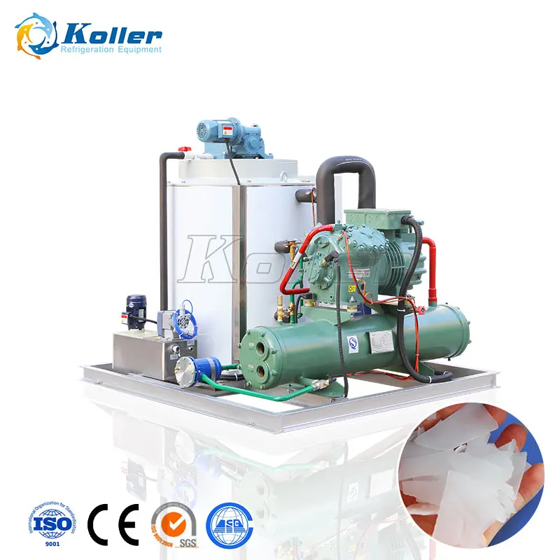 Industrial Freshwater Flake Dry Ice Slicing Sea Salt Water 5 Tons Snow Chip Flake Salt-water-flake-ice-machine Making Machine