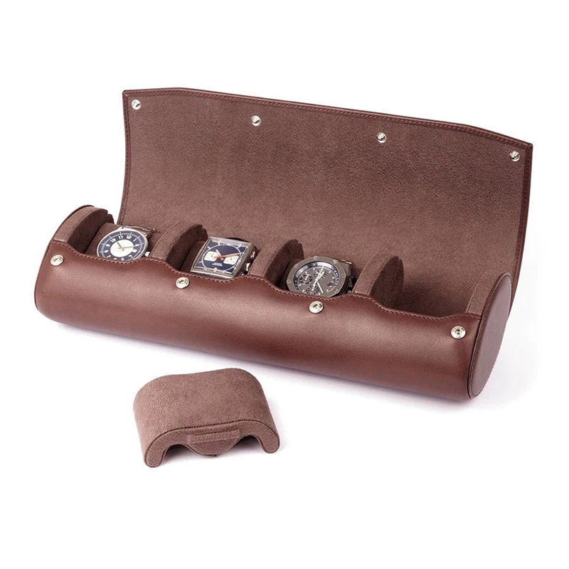 Custom Genuine PU Watch Box Organizer Watch Box Traveller 4 slots Watch Roll Case