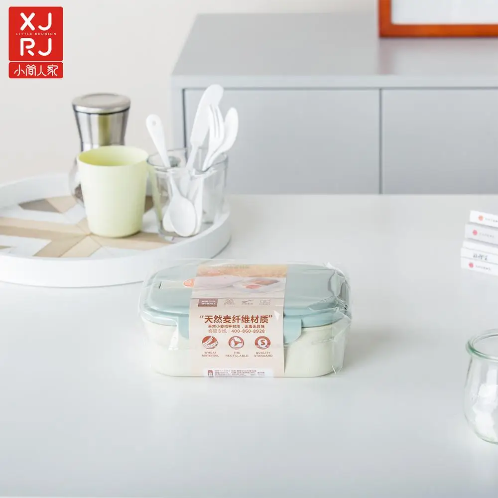 Amazon hot sale rectangle shape wheat fiber plastic manufacturer box lunch for kids children