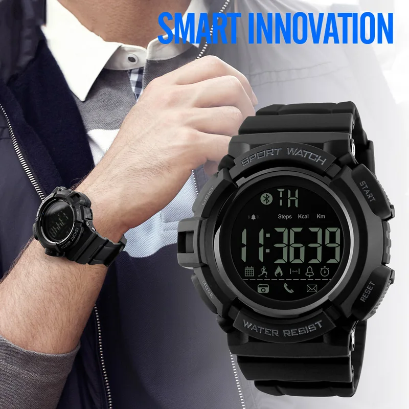 skmei 1245 waterproof black sport smart watch can oem logo