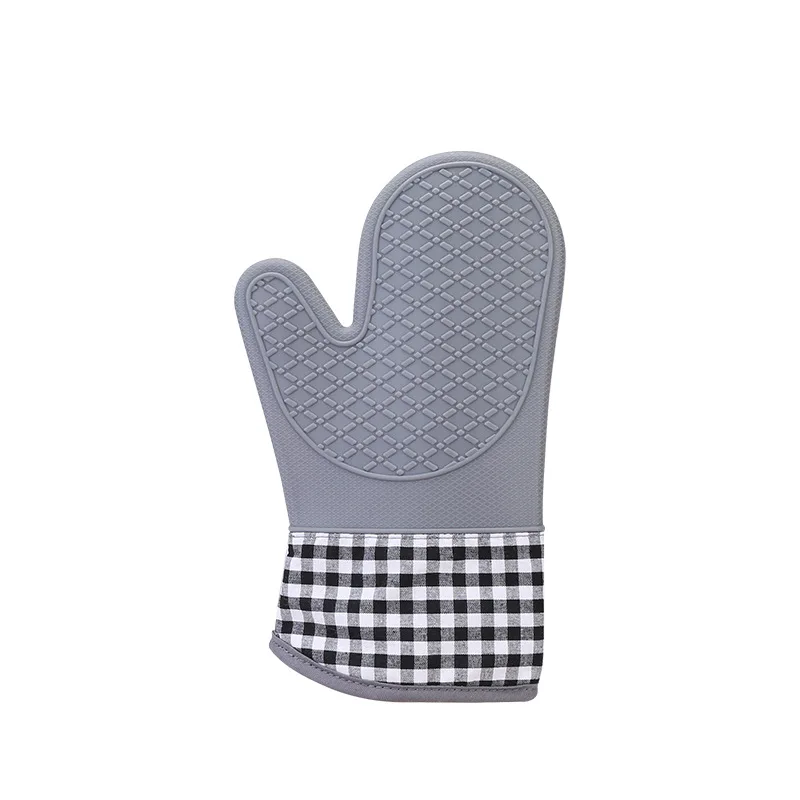 
Silicone Oven Mitts Kitchen Cooking Mitts Heat Resistant With Soft Quilted Cotton Lining Silicone Non-Slip 