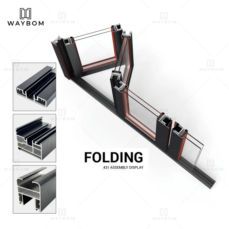 75mm folding house door wholesale Balcony bi fold with folding door aluminum construction material other doors aluminum profile