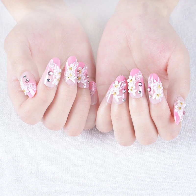 Мраморные накладные ногти блестящие Упаковка