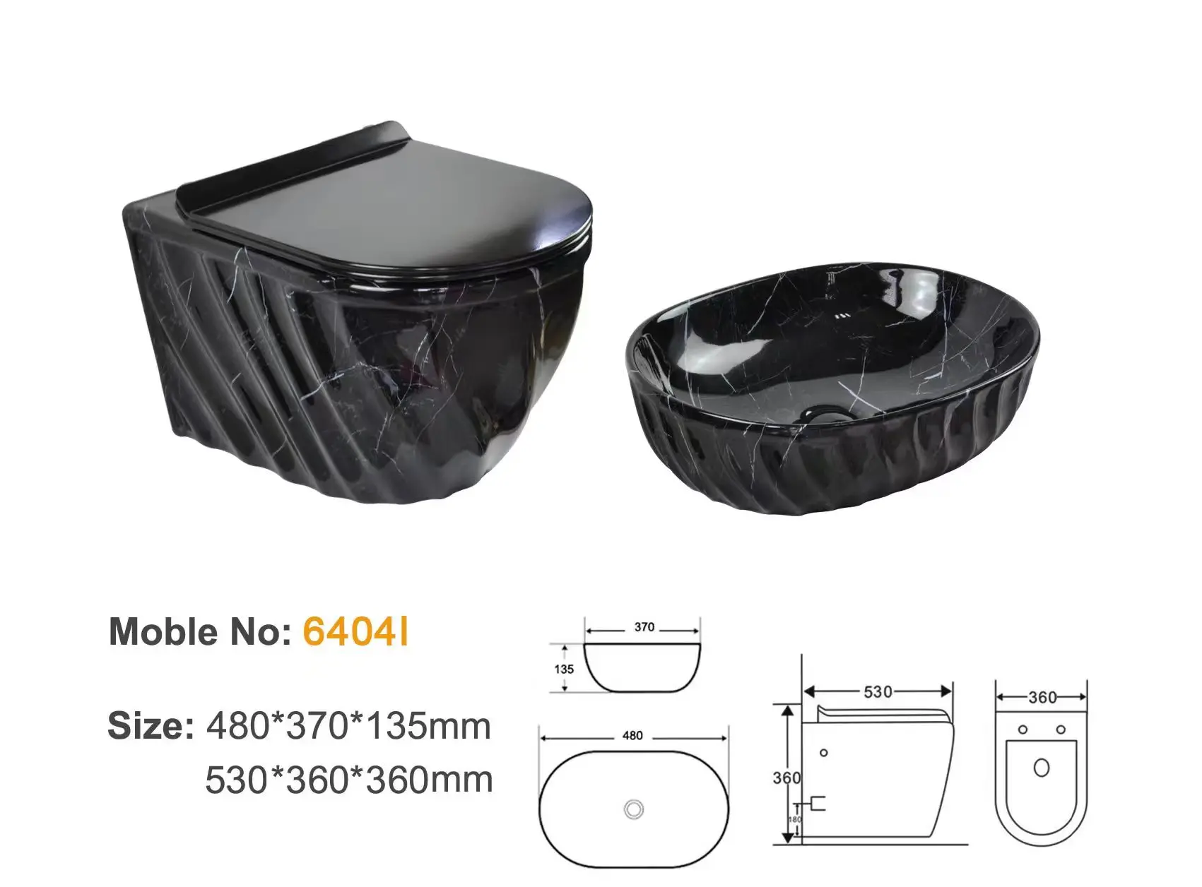 Sanitary Ware Wall Hung Closet Bathroom Toilet Bowl Wall Mounted Ceramic New Design Popular Black Wall Hung Toilet