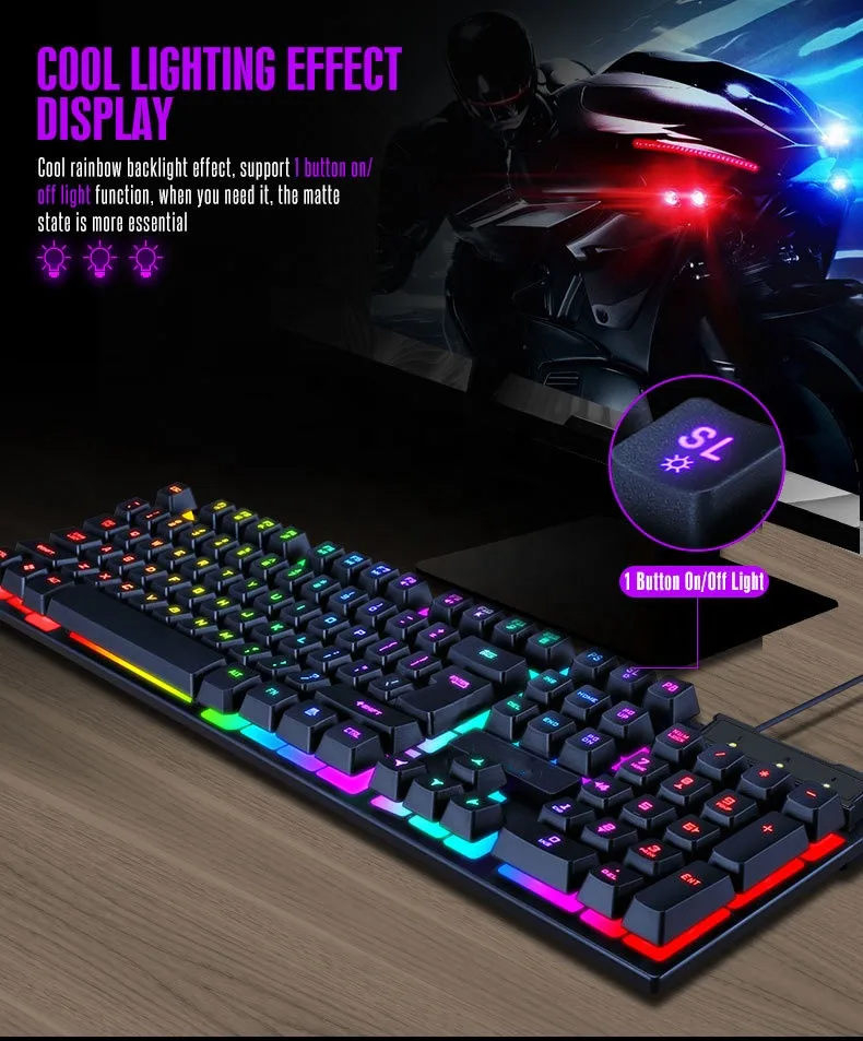 Biucam Amazon Top Seller Multimedia Game Keyboard And Mouse Combo Set RGB Gaming Keyboard