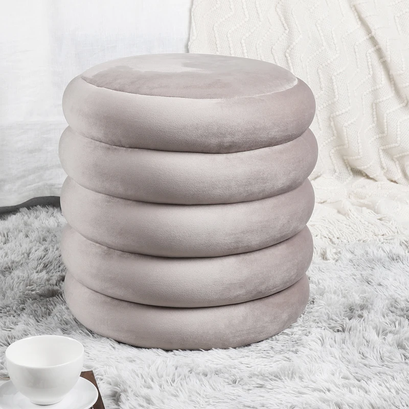 Moroccan Tyre Living Room Upholstered Round Storage Ottoman Chair Velvet Pouf Ottoman Stool for Home