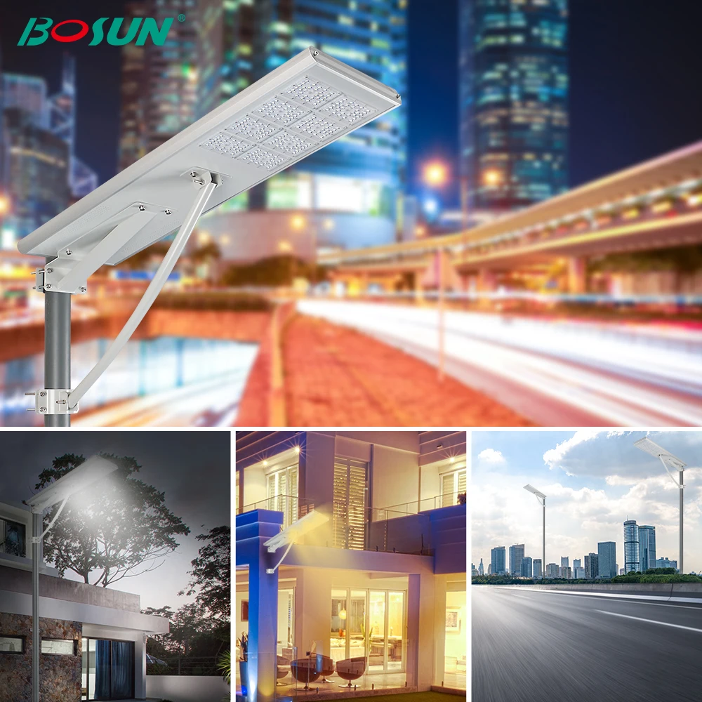 GEBOSUN New Design mono solar panel ip65 50w 60w 70w 80w 100w 120w all in one Integrated solar led street light