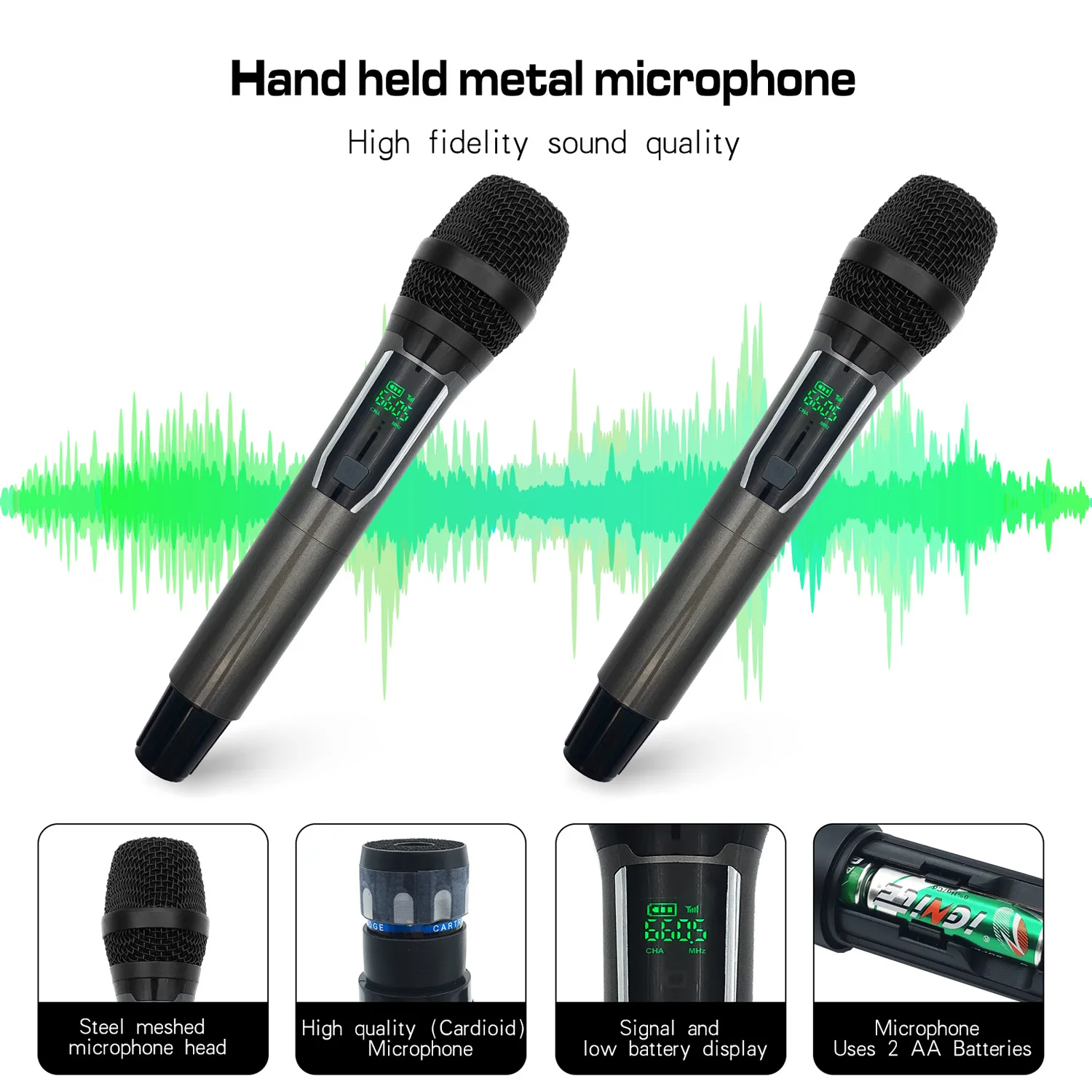 VM300 professional 1to 2 portable cordless microphone professional uhf wireless for stage