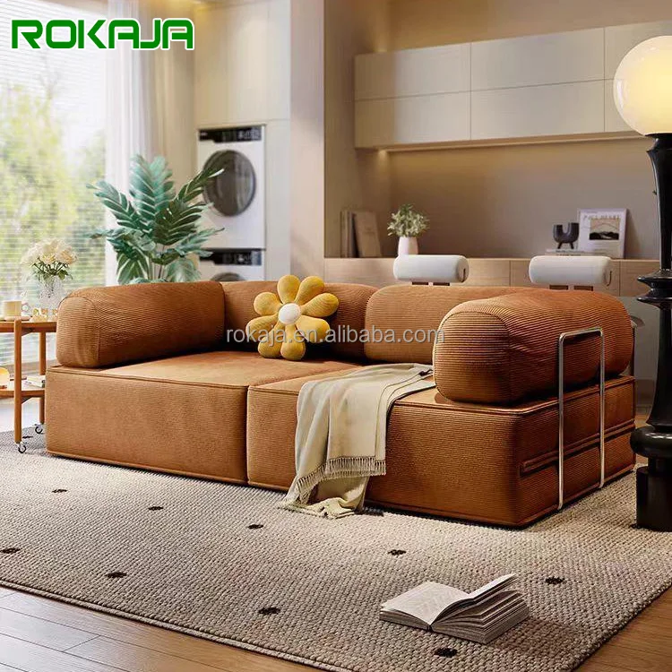 Hot Selling Vacuum Compression Folding Sofa Cum Bed Fabric Foam Modular Sofa Tofu Block Shape Variable Free Combination Sofa