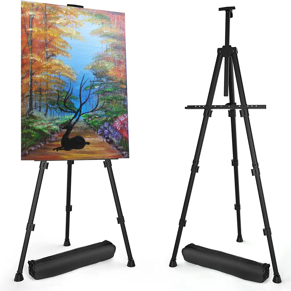 Прочная и долговечная алюминиевая подставка для мольберта с черной сумкой для переноски для свадьбы с черным рюкзаком