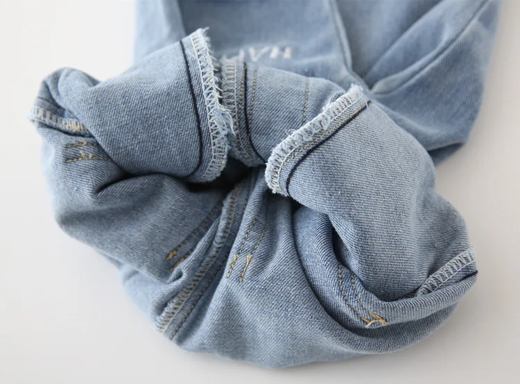 Kids Jeans Trousers Embroidered Smiley Face Toddler Casual Denim Pants Clothing