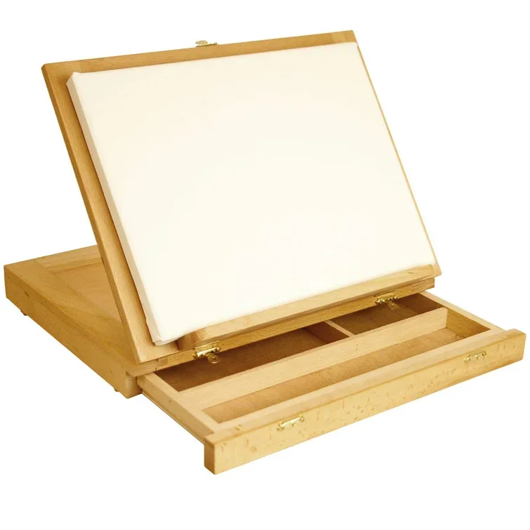 Портативный набор для рисования из Букового дерева, настольный органайзер для мольберта, инструментов для художников, коробка для рисования, рисования
