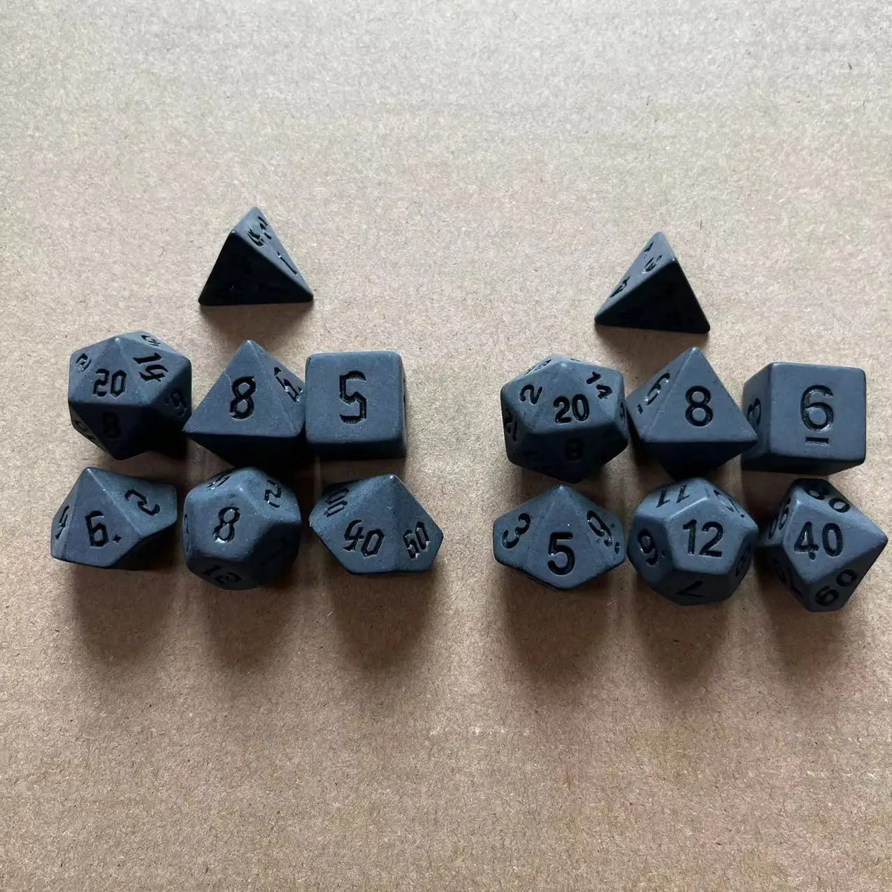 wholesale 7 Pieces Polyhedral Black Obsidian Stone Dice Dungeons and Dragons d&d RPG Dice Set