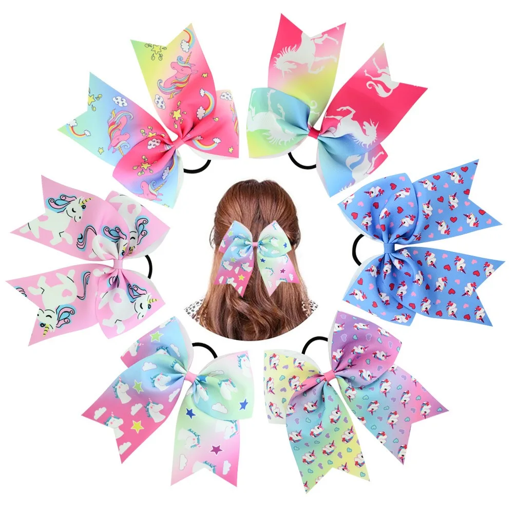 7' Large Unicorn Hair Bows With Elastic Band For Teen Girls