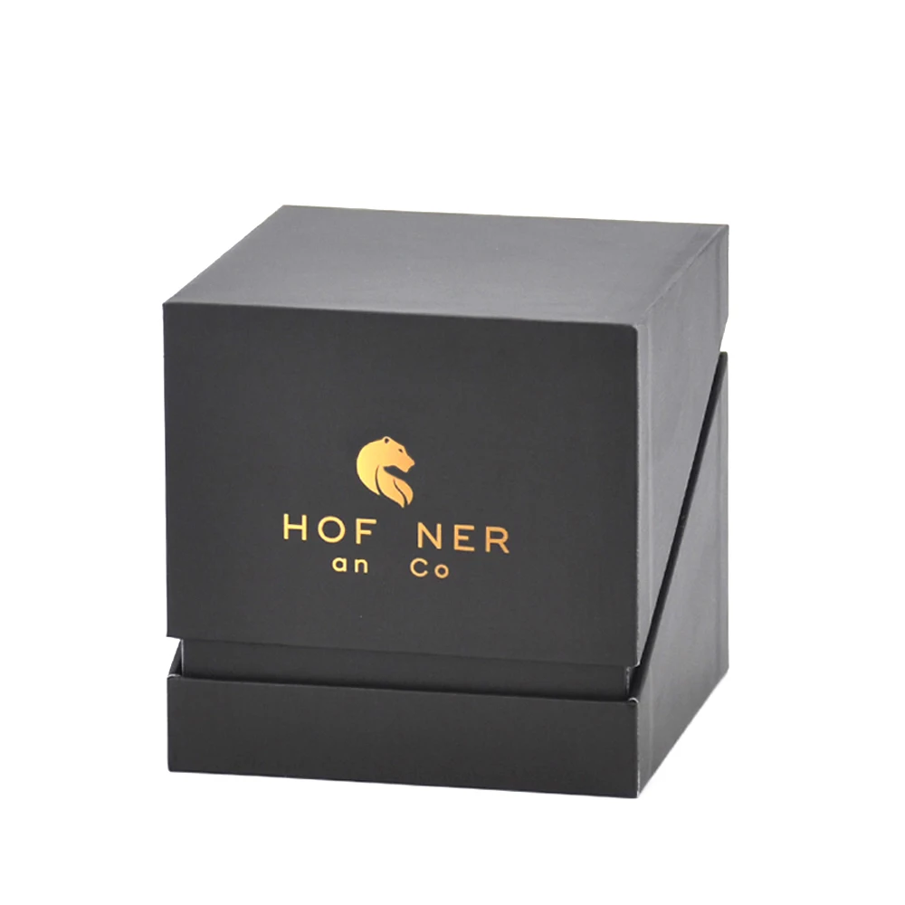 Luxury Recycle Black Hard Paper Empty Gift Candle Box Packaging Custom Logo Square Rigid Scented Candle Packaging Paper Box