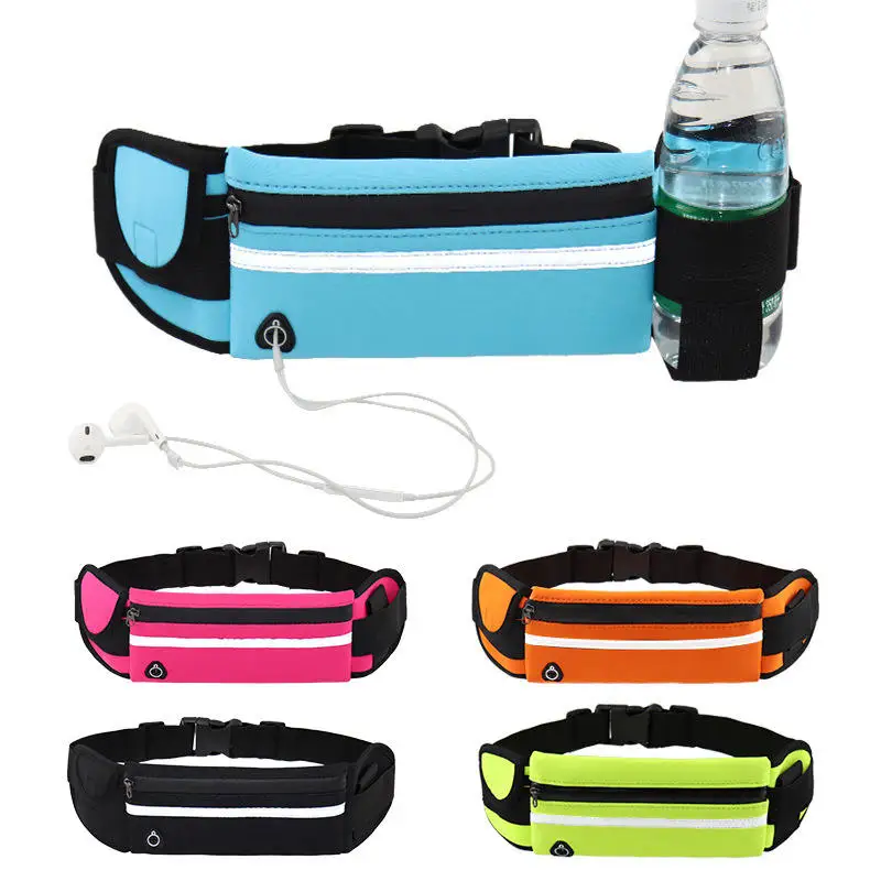 Slim Running Belt Fanny Pack Hiking Cycling Workout Reflective Runners Belt Jogging Pocket Belt Waist Pack Bag