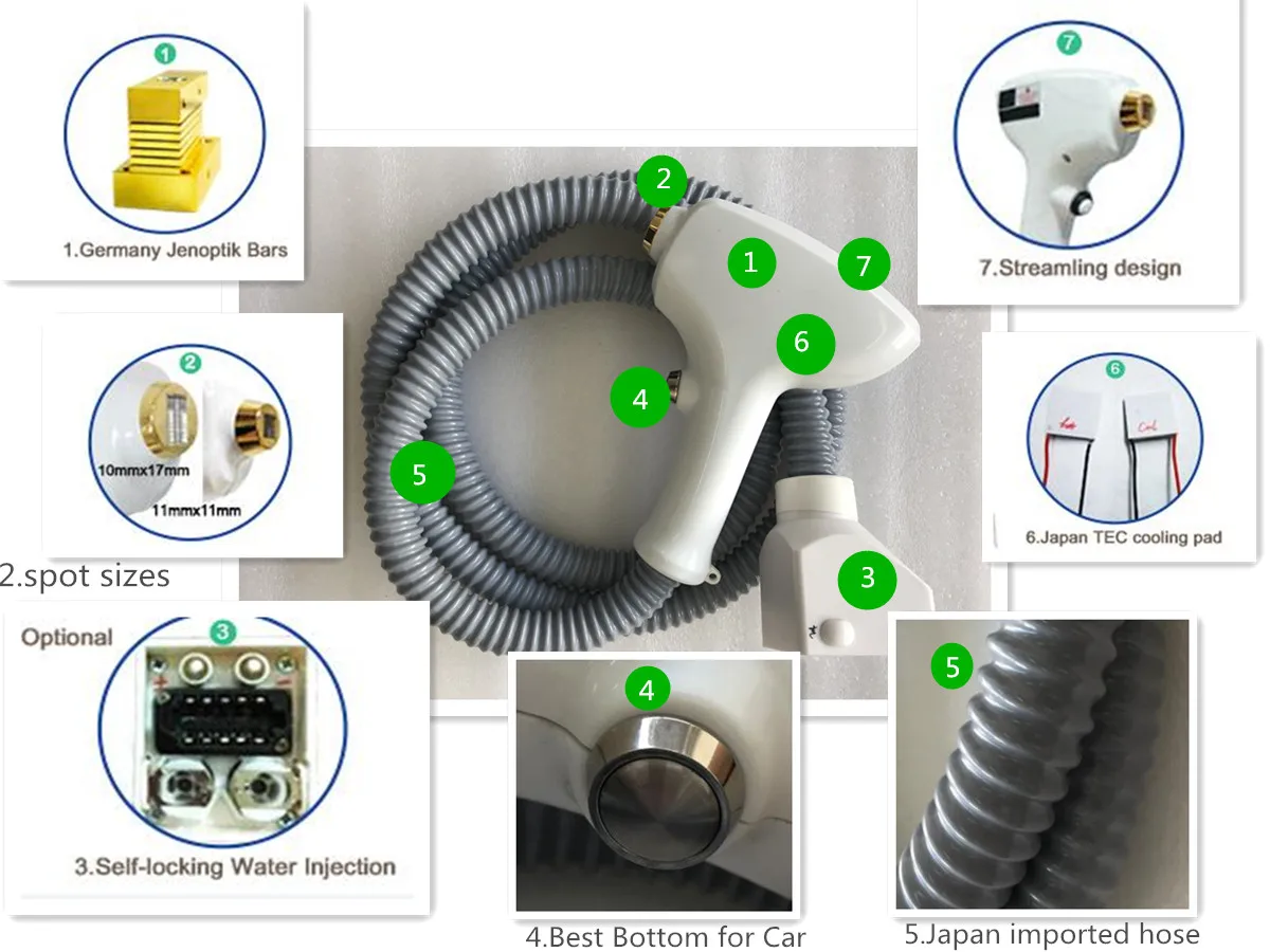 professional  spare parts hand piece cover 808nm micro channel laser diode laser hair removal machine handle case use
