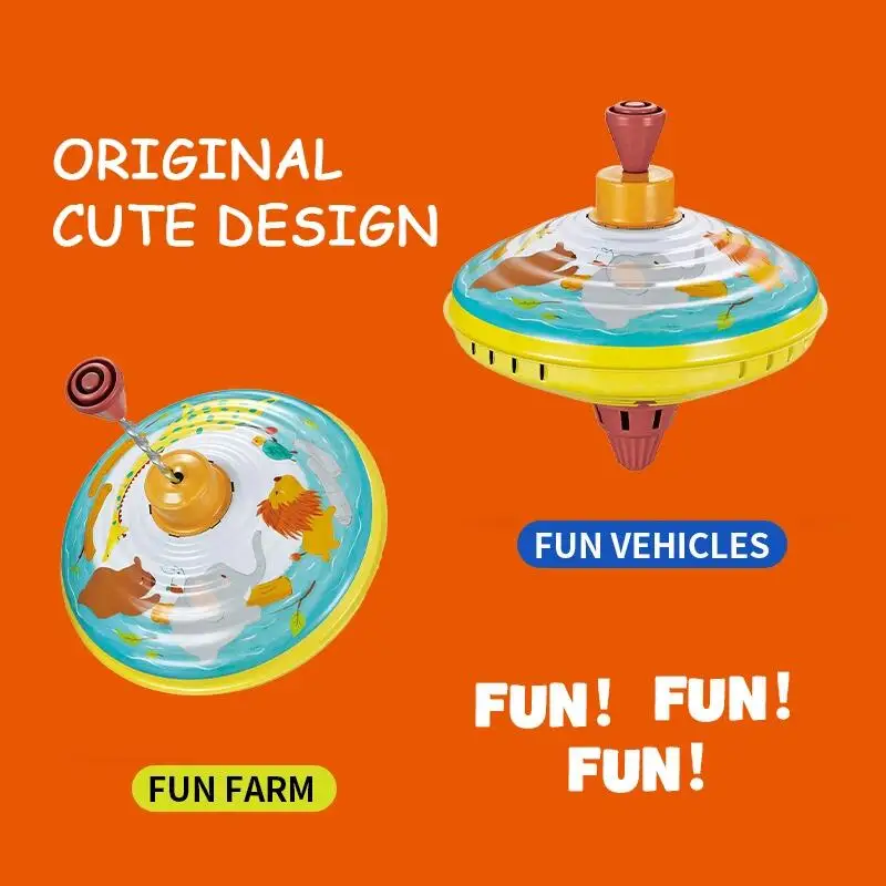 Metal Press Rotation Animal Spinning Peg Top String Gyro Classic Spinning Top Toy for Kids