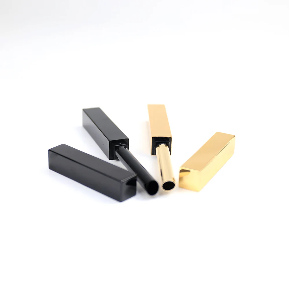 Private Logo High Quality  Mini 1.1g Slim Square Empty Gold Black Aluminum Lipsticks Tubes