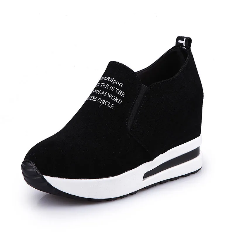 Fashion Ladies Leisure Platform Hidden Wedge Heels Slip On Sneakers Shoes