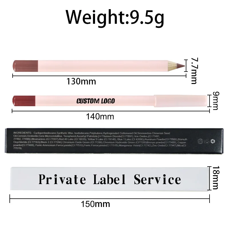 private label custom vegan cruelty free lipliner pencil creamy dark brown nude lip liner Custom brown creamy lip liners pink