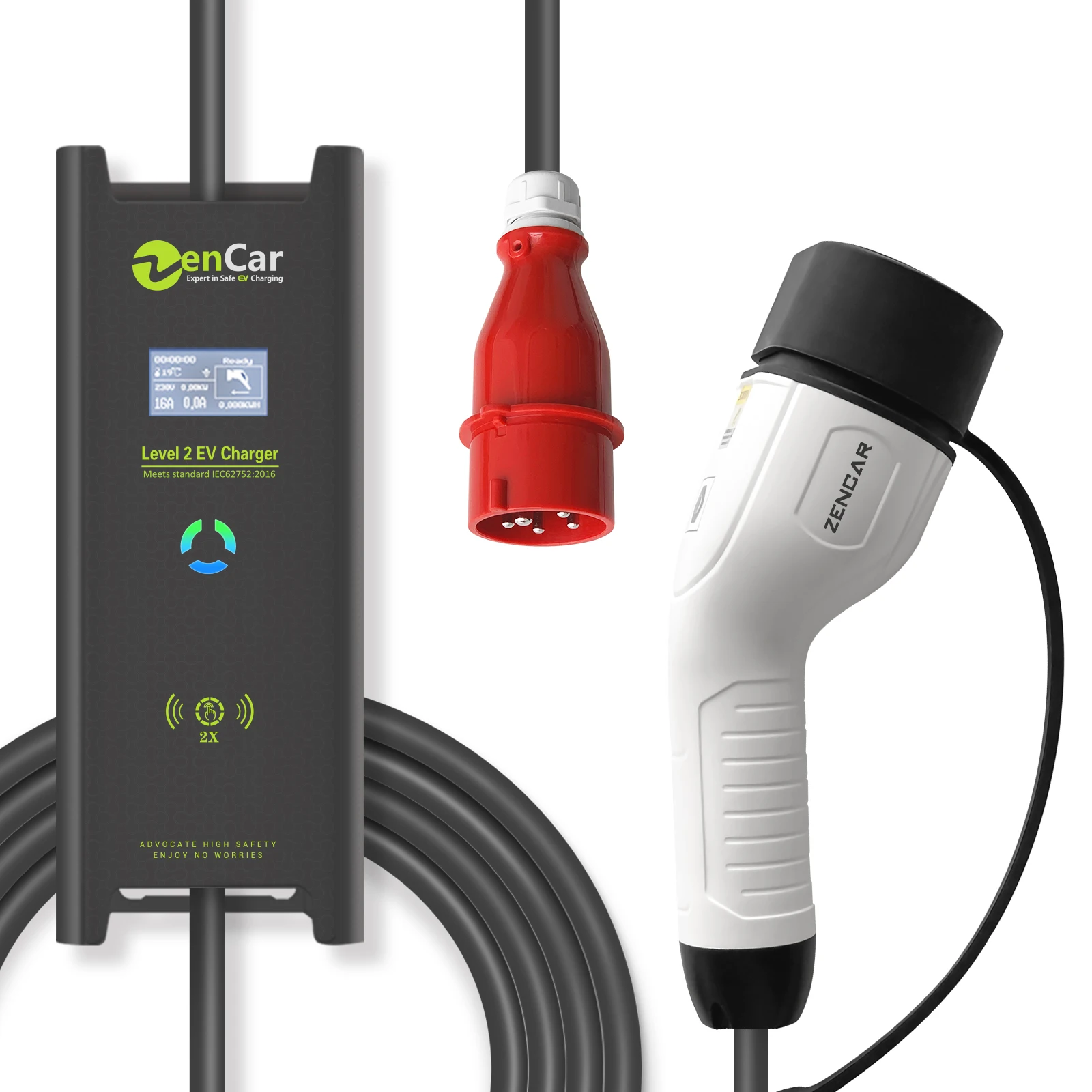 32A 3 Phase 22kW Fast Portable EV Charger with Adjustable Current T2 Plug for Electric Vehicles