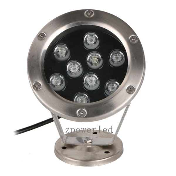 Warm White Cool White Stainless Steel Housing IP68 Waterproof 9W LED Underwater Fountain Spot Light