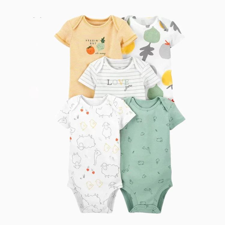 Hot sale Baby clothes 2014 jumpsuits, play suits & bodysuits 5 pack baby rompers wholesale