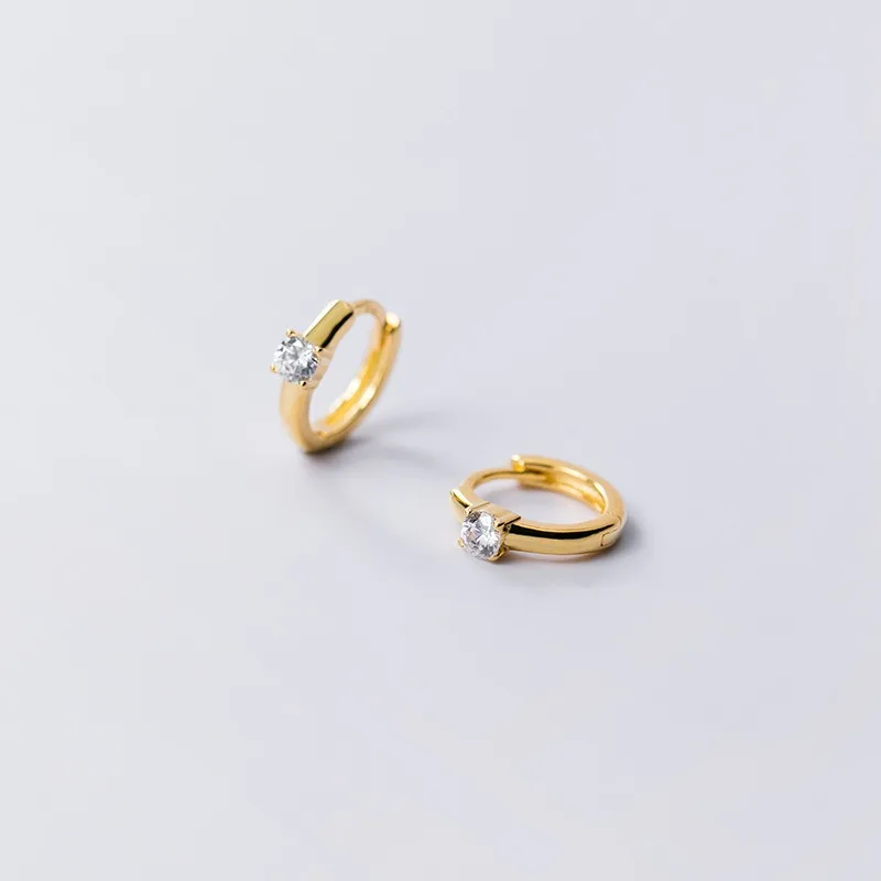 Designer Diamond Huggie Earrings Minimalist Piercings Jewelry Women 14K Filled Solid 925 Sterling Silver Nose Ring Hoop Earrings