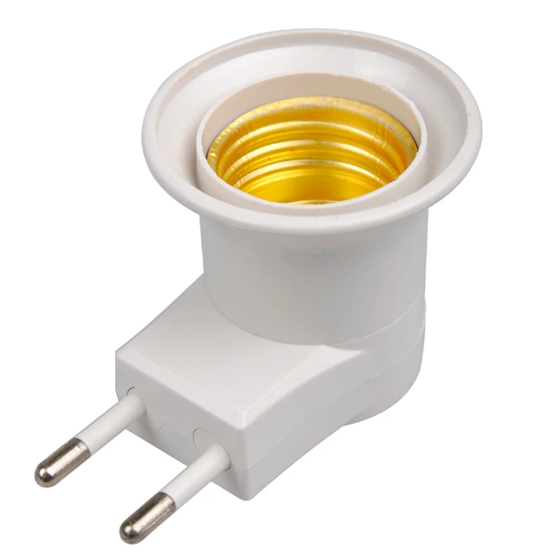 
E27 Lamp Base E27 LED Light Male Socket to EU Type Plug Adapter Converter for Bulb Holder with ON/OFF Button 