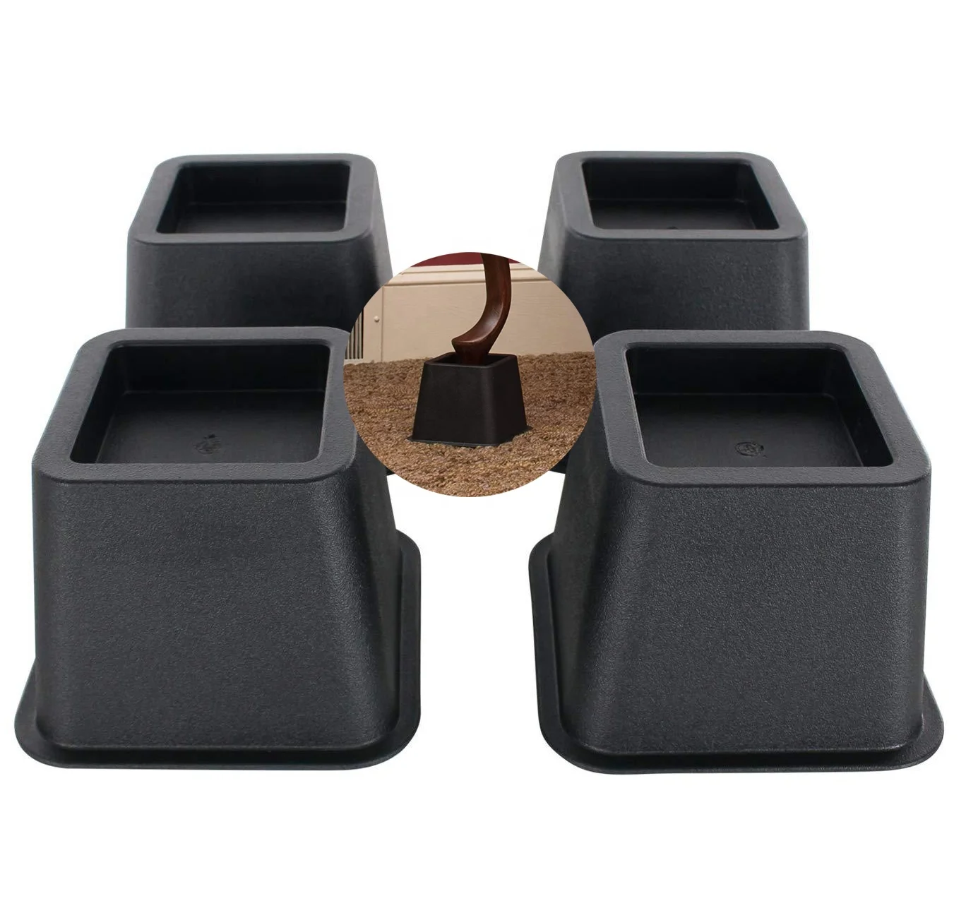 4 Pieces 2000 LBS 3 Inch Heavy Duty Square Couch Chair Desk Sofa Furniture Frame Bed Leg Extender Lifter Risers
