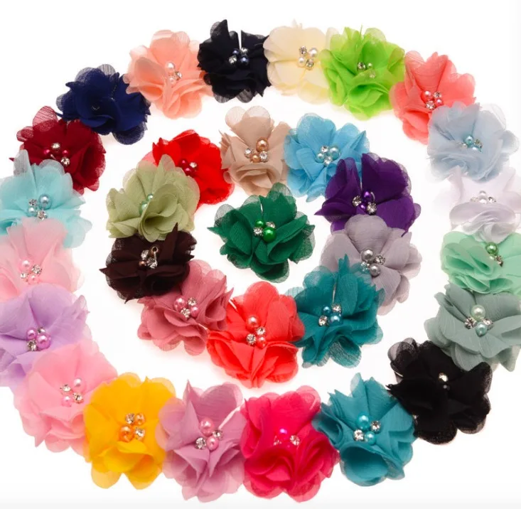 Прекрасный 6 см заколки для волос с цветами одежда из шифона с цветами для повязка на голову, комплекты из шифона с цветочным рисунком заколки для волос