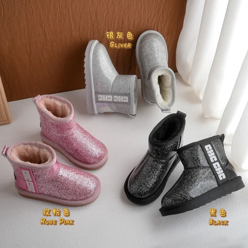 Factory  Wholesale Cheap Keep warm winter designer snow  boots for kids baby  kids winter  glitter boots