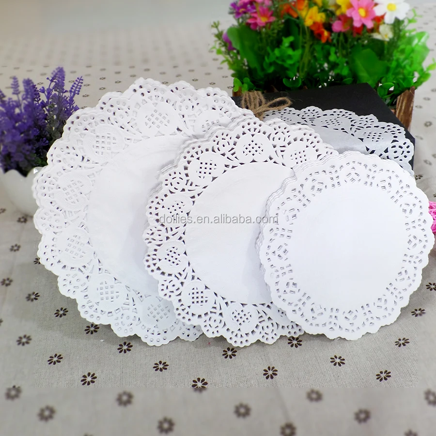 White Round Lace Paper Doilies,Vintage Coasters / Placemat Craft Wedding Table Decoration 100pcs/bag