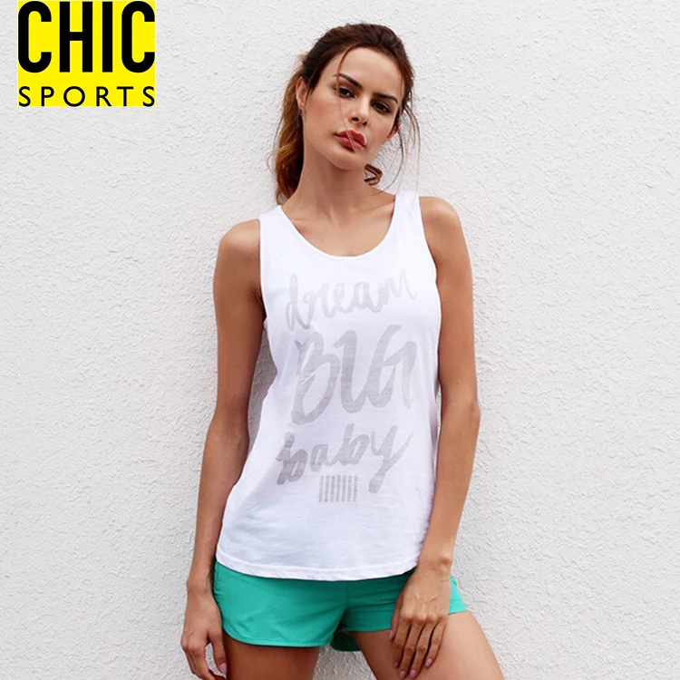 
Latest Women Letter Printed Workout Gym Fitness Wear Cut Out Back Sports Tank Top Yoga Vest 
