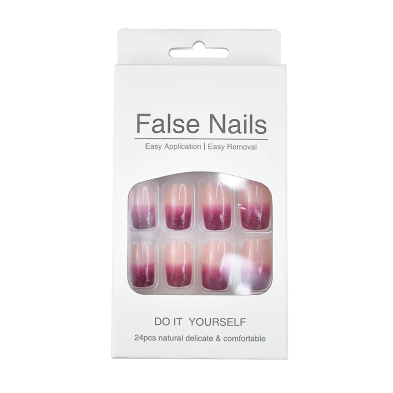 
Artificial Nails box gift ombre purple lavender coffin false nails 
