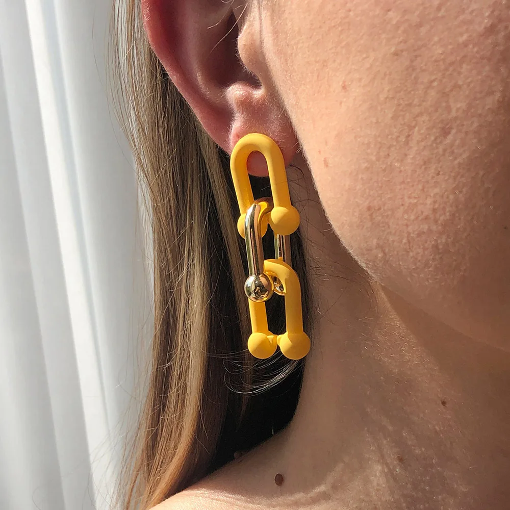 Модные темпераментные U-образные серьги из сплава простого цвета с холодным ветром