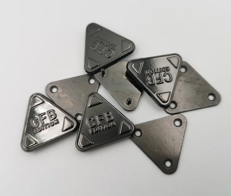 brand triangle logo patch metal leather shoes Hat Badge popular decoration accessories jeans accessories