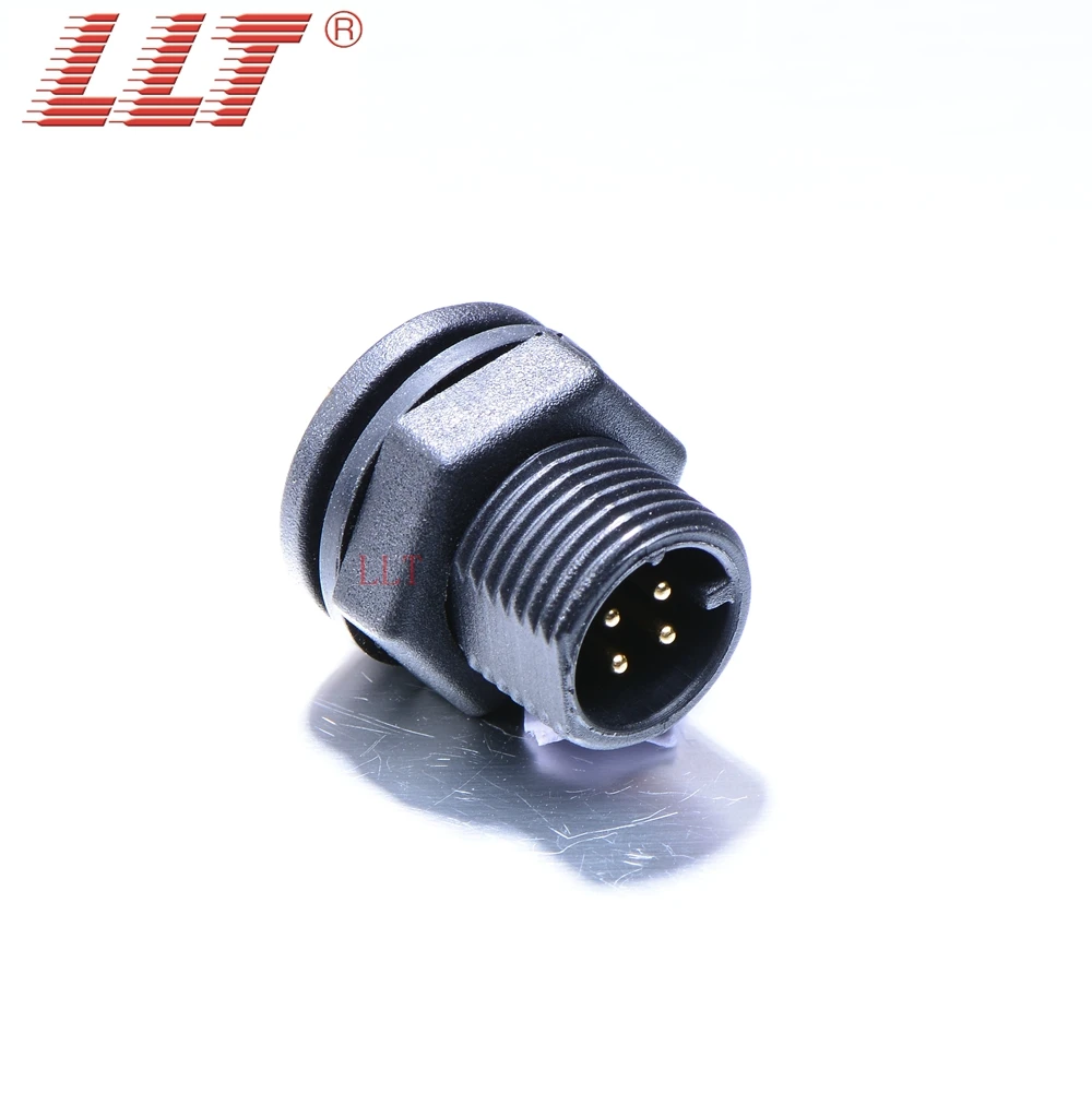 4pin waterproof plug panel mount connector circular  M12  led cable llt 4 5 6 7 8 2 3 2+2  Pin IP68 connector