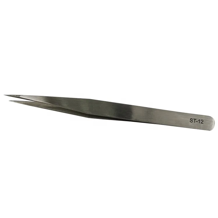 ST-12 ESD Antistatic Safe Silver Stainless Steel Precision Tweezers for Jewellery Watch Making Tools