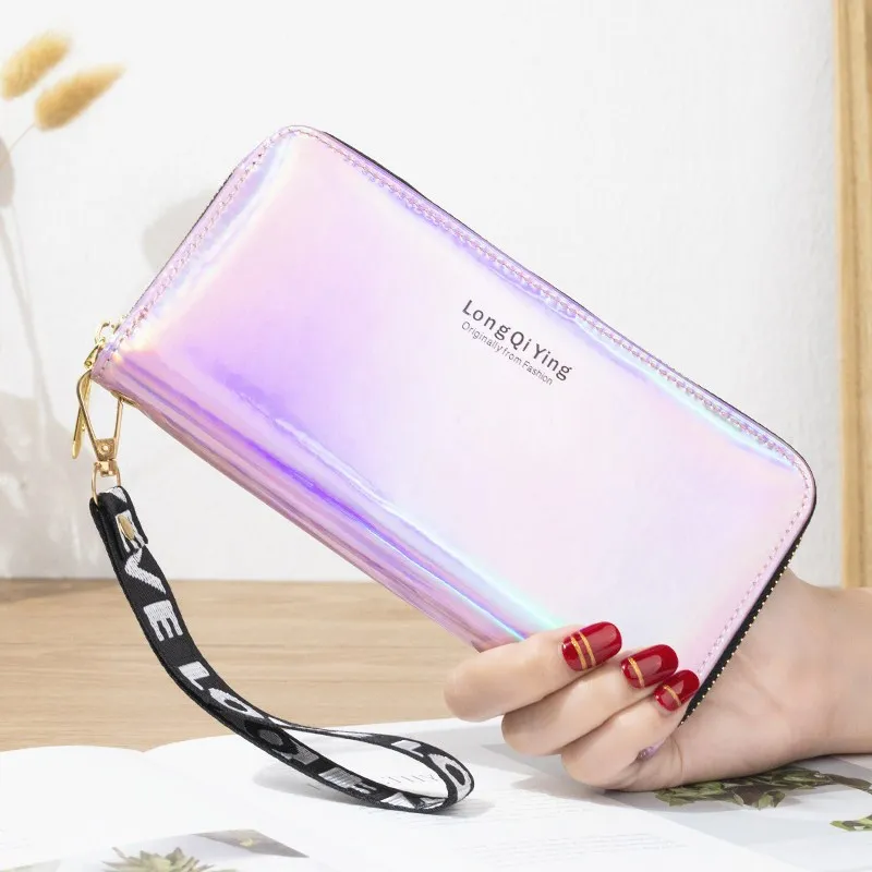 Top Sale Wholesale OEM Stock Credit Card Women Purses Long Style Student Laser PVC Holographic Wallet
