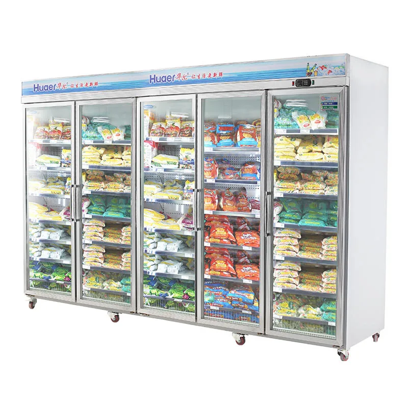 commercial vertical ice cream display upright 5 glass door freezer