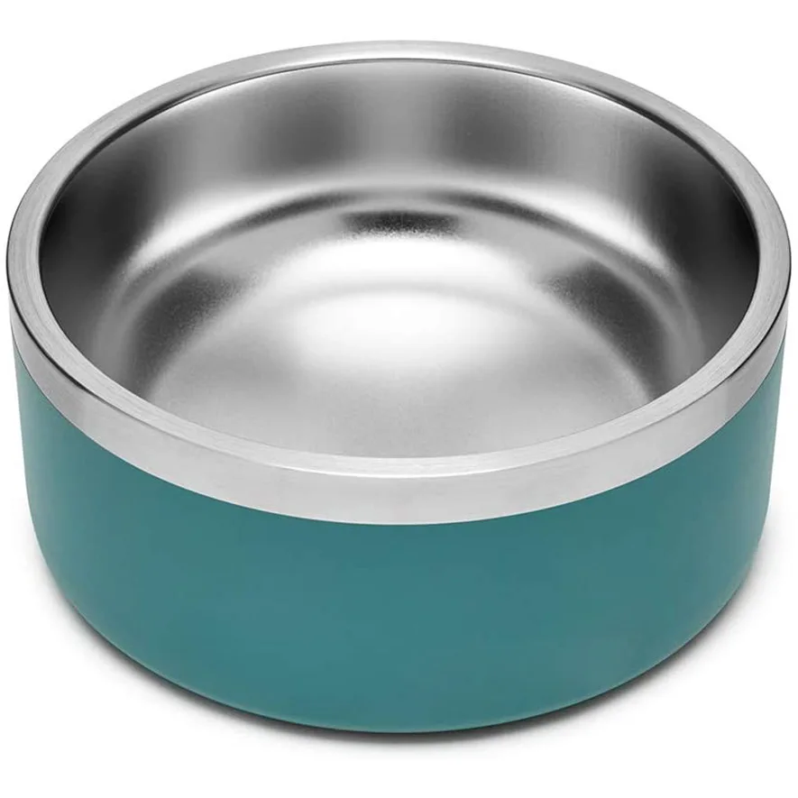 Double wall stainless steel   dog bowl   powder coated  pet bowl  with Non-slip rubber Customized logo   32oz 64oz